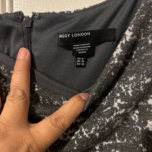 Maggy London Woman’s Midi Dress,Grey and White Abstract Print,Size 6 - Picture 7 of 7